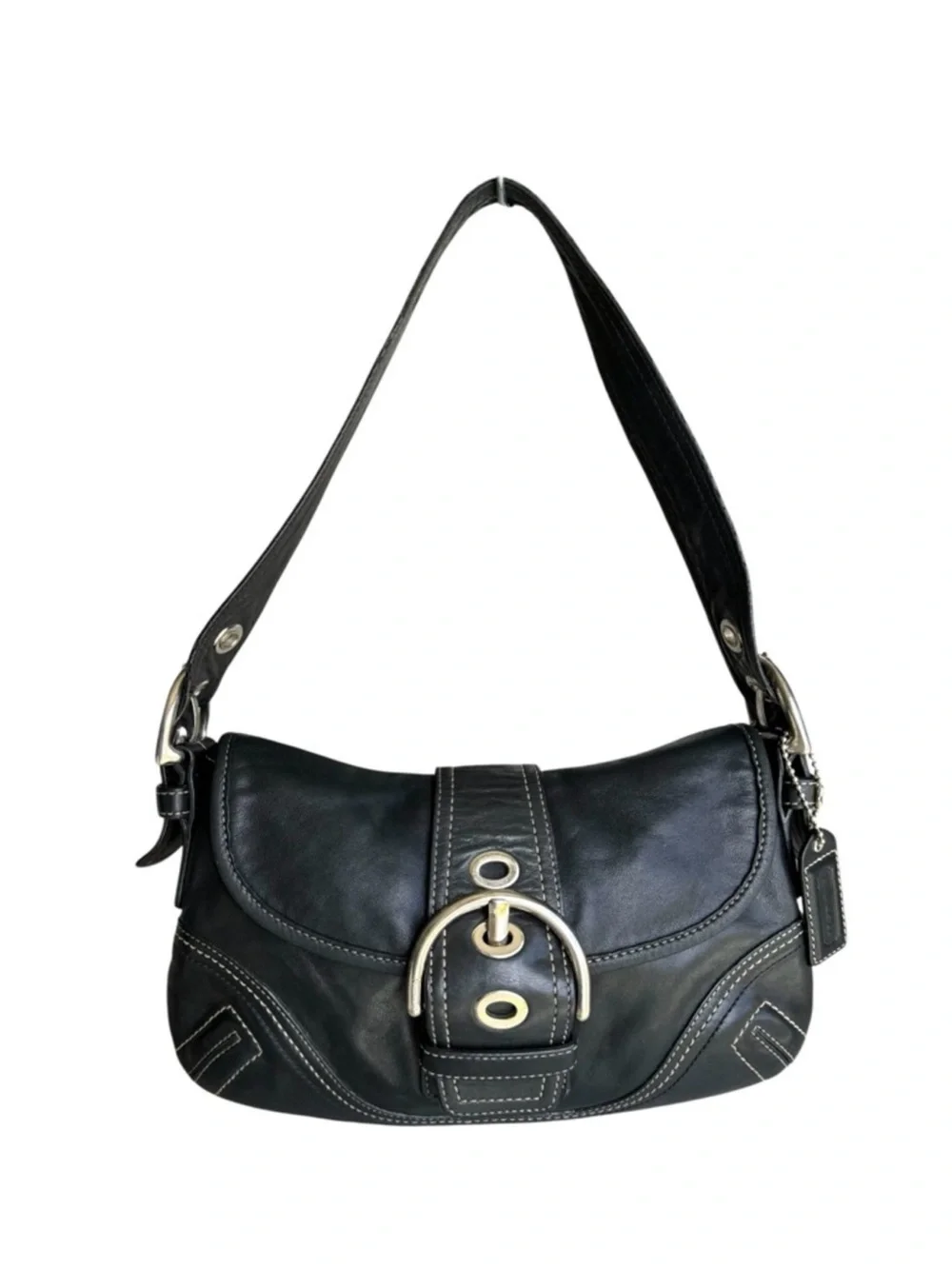 Coach Soho Leather Flap Shoulder Bag Black Y2K 8A05 vintage excellent